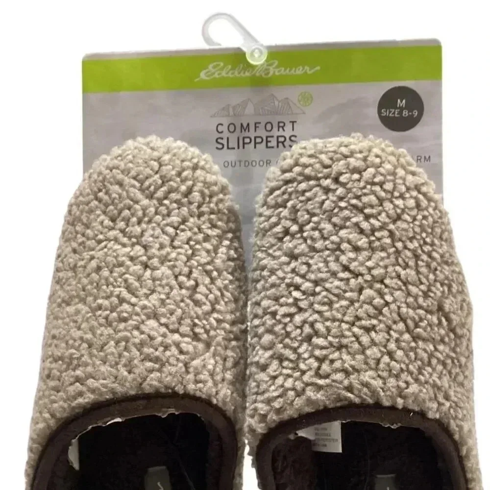 Eddie Bauer Slippers Mens Medium 8-9 Brown Casey Bedroom House Vegan Shoes New